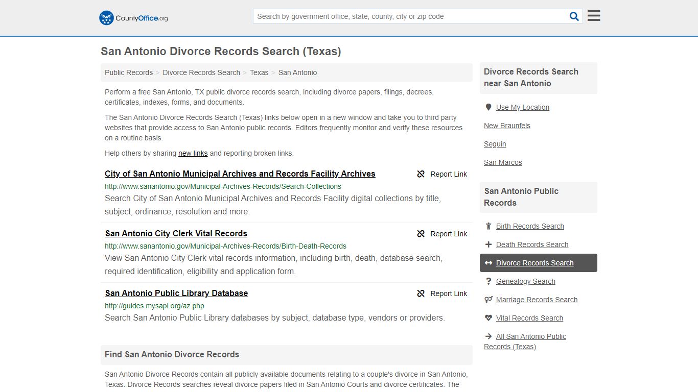 San Antonio Divorce Records Search (Texas) - County Office